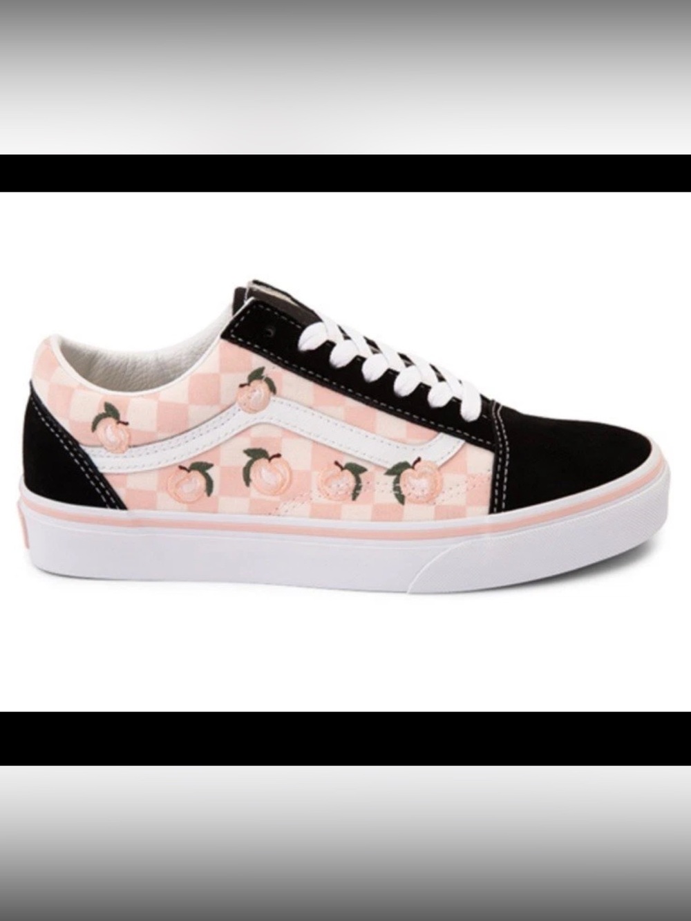 Vans Old Skool Checkerboard Peaches Skate Shoes Black Pink US Women’s 9 NEW